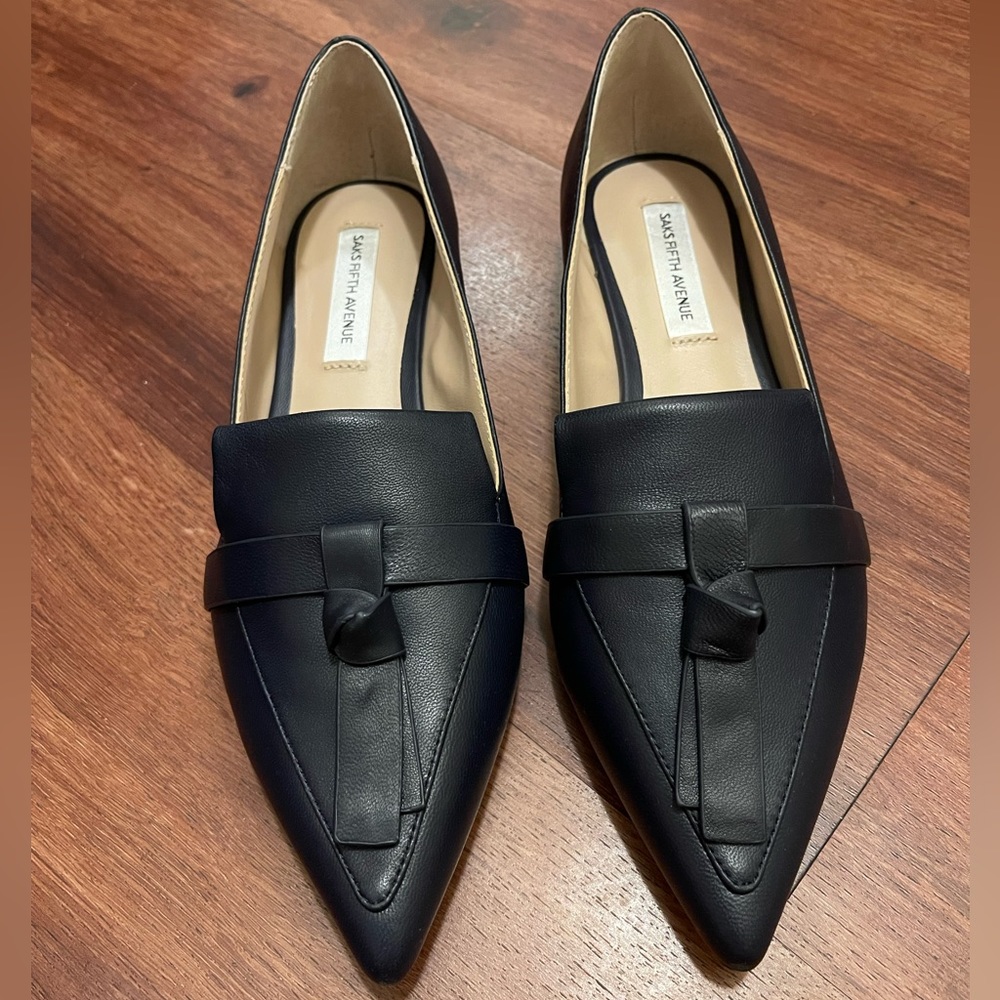 Saks Fifth Avenue Rosa Ballet Flats Navy Leather, Size 6